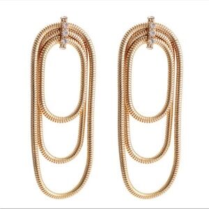 Gold Plated & White CZ Cubic zirconia Snake-Chain Drop Earrings New